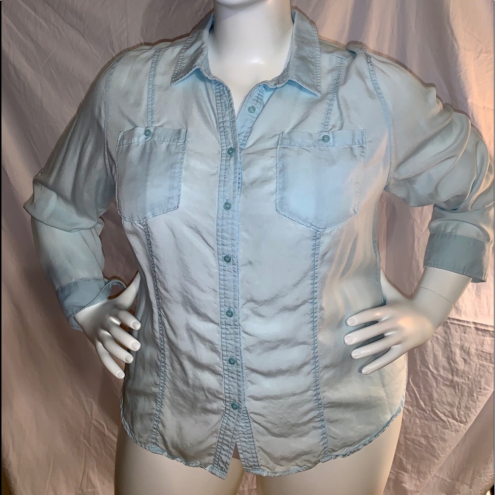 Lane Bryant light blue button down blouse 22.